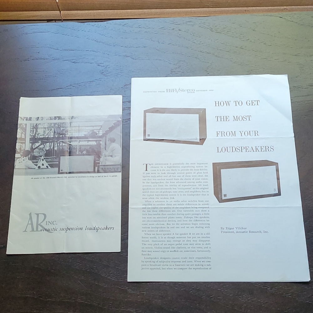 Vintage Rare Ephemera AR Inc Speakers